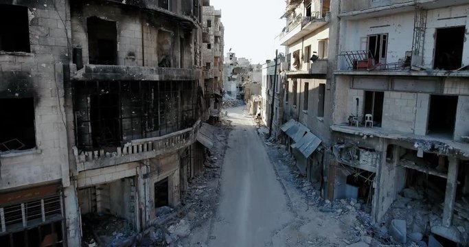 Drone shot of Aleppo city