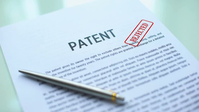 Patent document rejected, hand stamping seal on official paper, copyright law