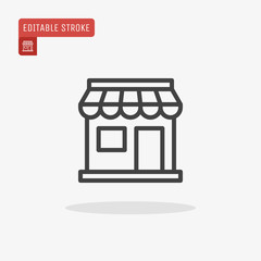 Outline Store icon isolated on grey background. Shop symbol for website design, mobile application, logo, ui. Editable stroke. Vector illustration. Eps10.