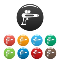 Watergun icons set 9 color vector isolated on white for any design
