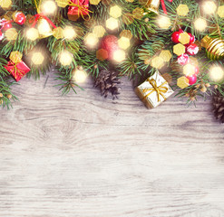 Christmas fir tree branches with toys