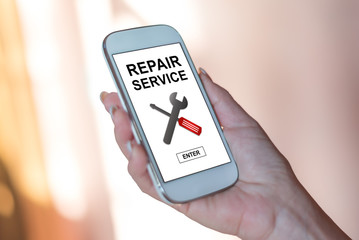 Repair service concept on a smartphone