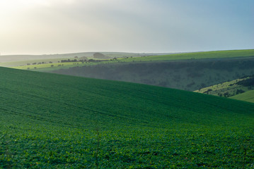 Fototapeta na wymiar Late afternoon on the South Downs above Brighton in East Sussex