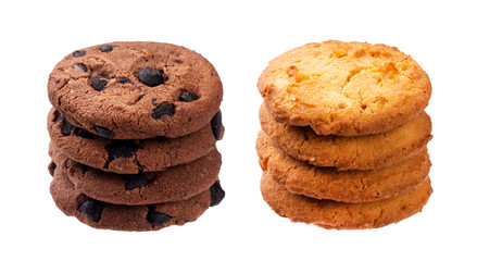 Stack of oatmeal cookies isolated on white background