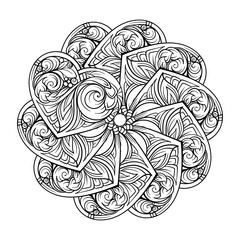 Vector abstract black and white ethnic mandala motif