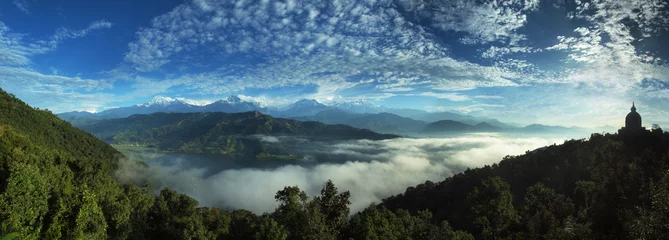 Photo sur Plexiglas Dhaulagiri vue sur la chaîne des Annapurnas autour de Pokhara, Népal