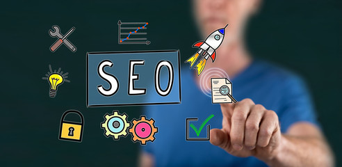Man touching a seo concept