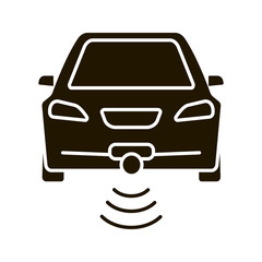 Smart car in front view glyph icon