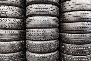 Used tyres in a distribution centre