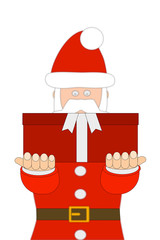 Santa Claus with a gift in his hands