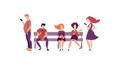 People are sitting on a bench