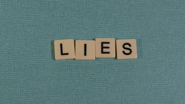 Animation with letters forming the word LIES.