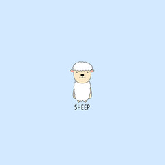 Cute sheep character icon, vector illustration
