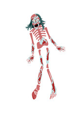 Fototapeta premium Zombie girl. Cute young woman in style of Dead Monster going for Halloween party. Vector illustration in flat cartoon style on a white background. Element for your design, prints and greeting card.