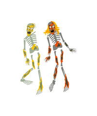 Vector cartoon illustration of zombies. Freaky man and woman characters