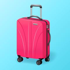 single luggage travel bag isolated on blue background. Luggage icon.