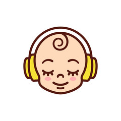Cute cartoon Baby with headphones