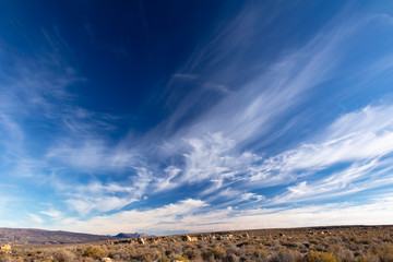 landscape with blue sky and white clouds In the Kagga Kamma Nature Reserve in South Africa