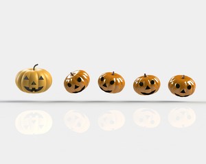 Halloween Pumpkin split from white background 3D illustration 3 dimensional display.