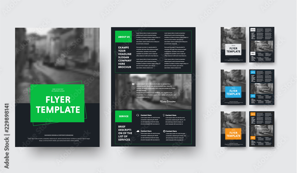 Poster Design black flyer design with rectangular elements and stroke.