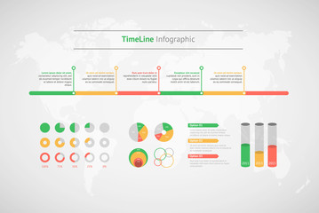 Timeline vector infographic. World map