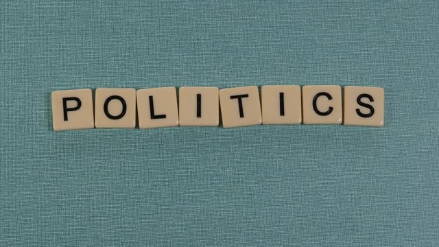 Animation with letters forming the word POLITICS.