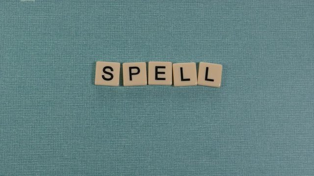 Animation with letters forming the word SPELL.