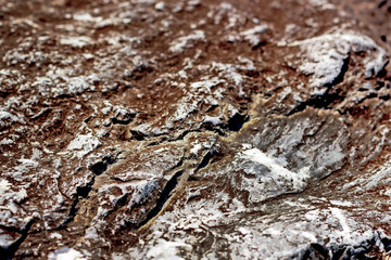 rocky mountain rock close-up in sunlight, Mars