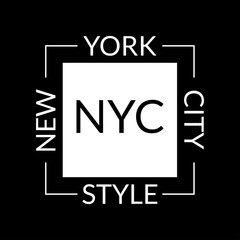 New York city style slogan or typography print design. NYC fashion graphic for t-shirt and apparels, banner, poster or placard. Vector illustration.