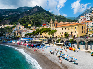 Ausblick auf Amalfi und den Dom von Amalfi, Unesco Weltkulturerbe,  Halbinsel von Sorrent, Costiera...