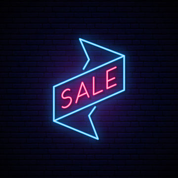 Black Friday light signboard. Neon Sale sign . Vector design template.