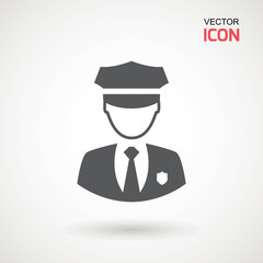 Police Icon vector. Policeman Officer avatar illustration. Soldier icon. Element of war and piece. Signs and symbol for websites, web design, mobile app on white background.
