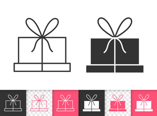 Gift simple black line vector icon