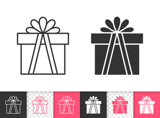Gift simple black line vector icon