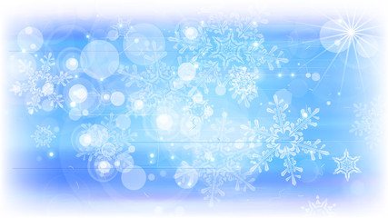 Snowflakes and festive lights - vector background with beautiful snowflakes that merrily shine and shimmer in color space