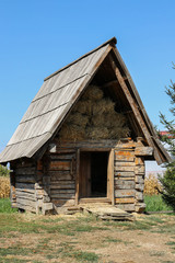A small old barn for hay and small animals
