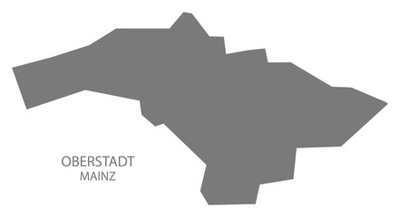 Mainz Oberstadt district map grey illustration silhouette shape