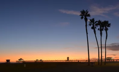 Deurstickers Huntington Beach Pier Los Angeles by Night © Sinuswelle