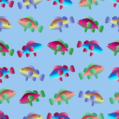 Seamless pattern with fish swimming in the sea
