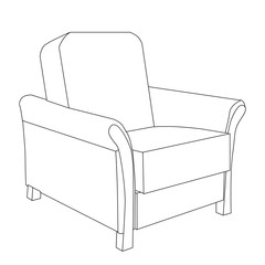 vector, sketch armchair on white background