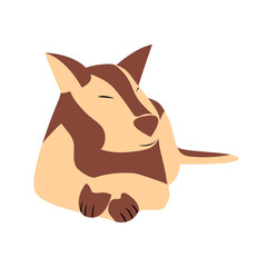 Cute Dog is Sleeping. Vector Minimalist Flat Poster.
