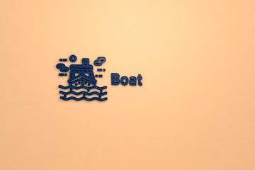 Text Boat with blue 3D illustration and beige background