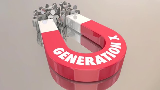 Generation X People Demographic Magnet 3d Animation