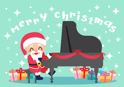 pianist santa christmas celebration illustration vector