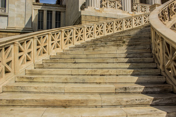 classical palace exterior with spiral stairs path way to up