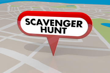Scavenger Hunt Game Find Hidden Objects Map Pin 3d Illustration