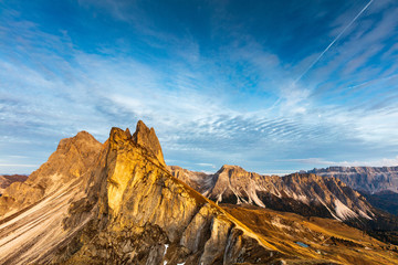 Remarkable alpean peak at sunset