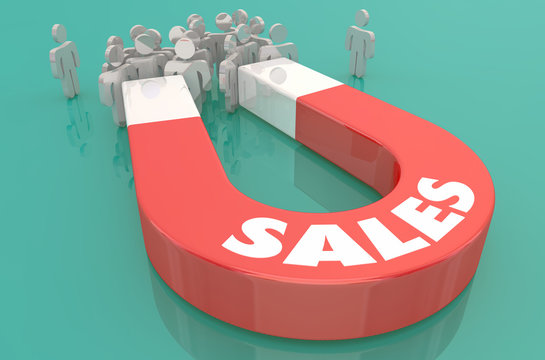 Sales Customers Attract New Prospects Magnet 3d Illustration