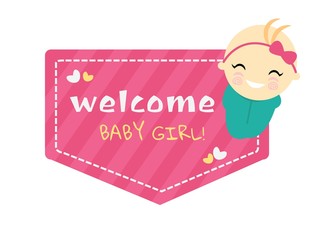 welcome baby girl celebration.vector illustrator