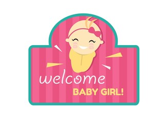 welcome baby girl celebration.vector illustrator